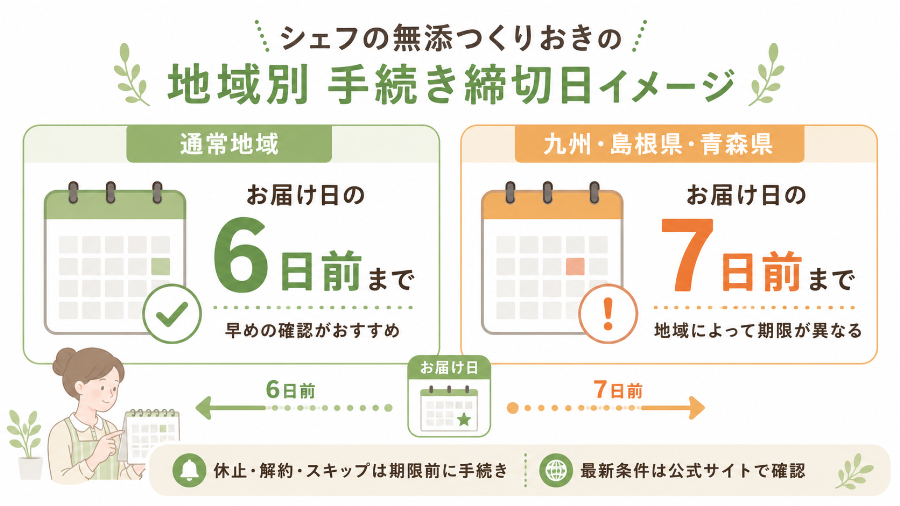 地域別の手続き締切日イメージ