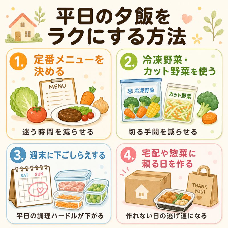 平日の夕飯をラクにする方法まとめ