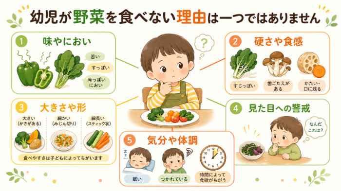 幼児が野菜を食べない主な理由