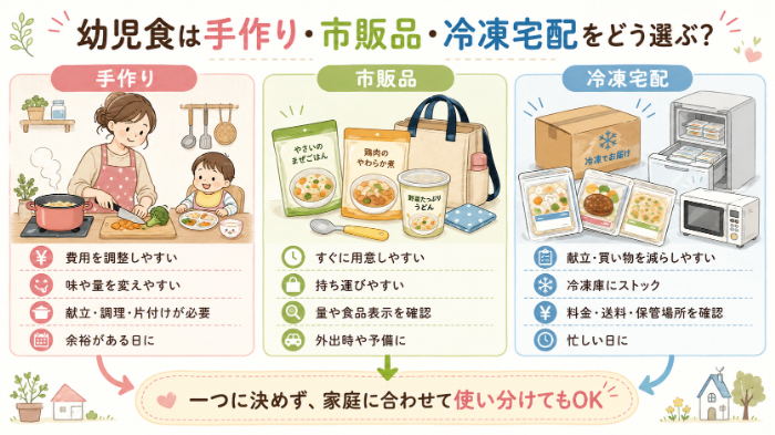 手作り・市販品・冷凍宅配の特徴比較