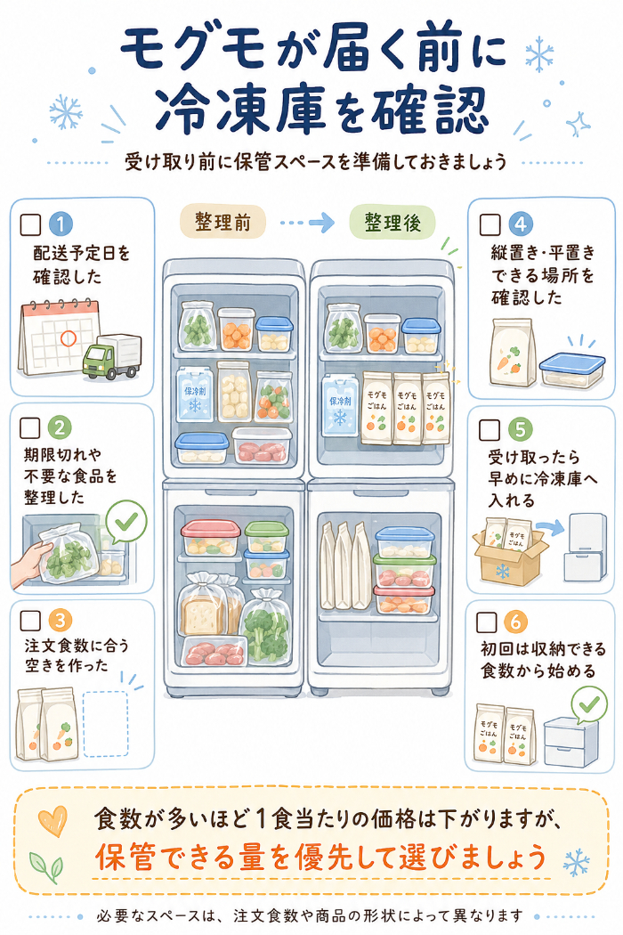 モグモが届く前の冷凍庫準備
