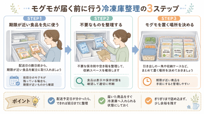 モグモが届く前に行う冷凍庫整理の3ステップ