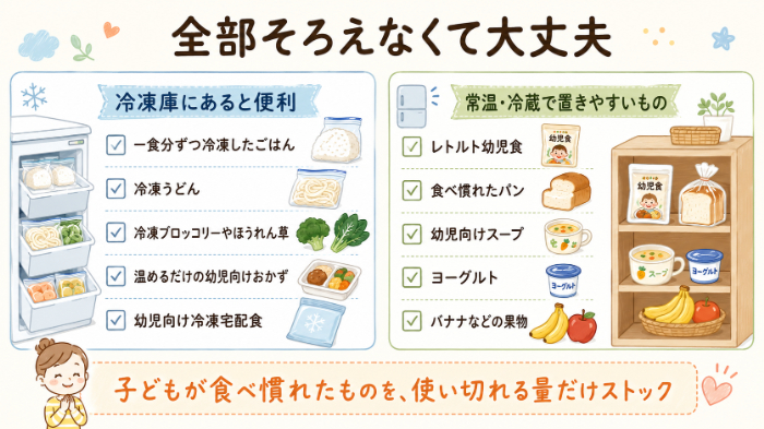 作れない日に備える冷凍庫・常温ストックのチェックリスト
