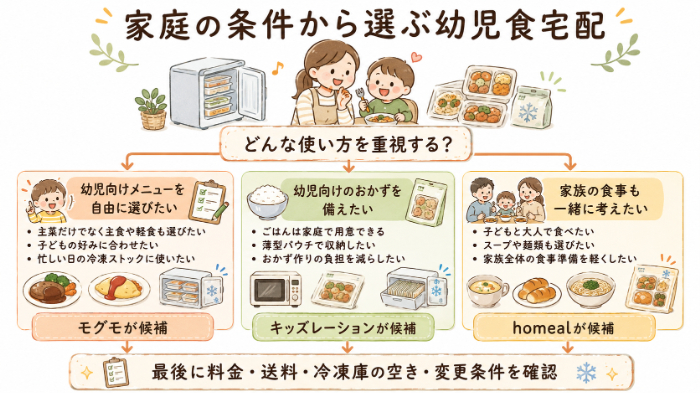 家庭の条件別・幼児食宅配の選び方