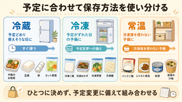冷蔵・冷凍・常温食品の使い分け
