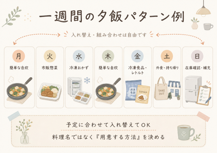 帰宅時間別の夕飯の決め方