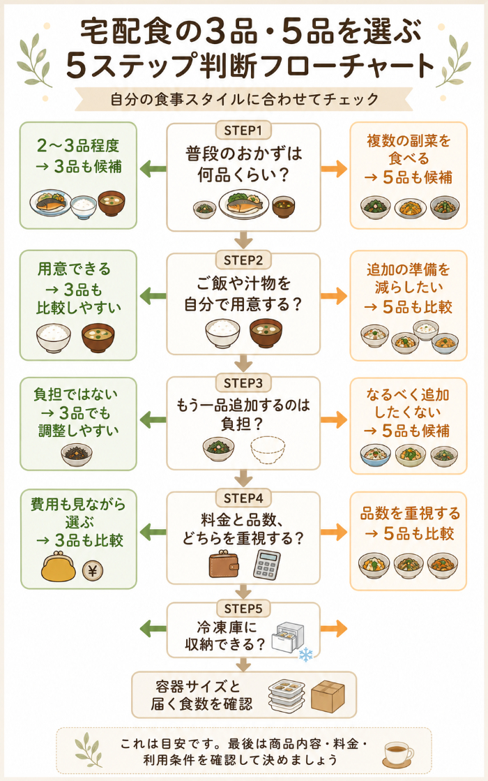 3品・5品の5ステップ判断フローチャート